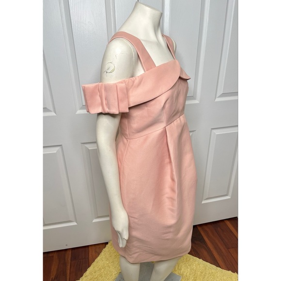 Asos Maternity Blush Pink Off Shoulder Bardot Dress w/ Bow Detail on the Sleeve - Picture 9 of 13